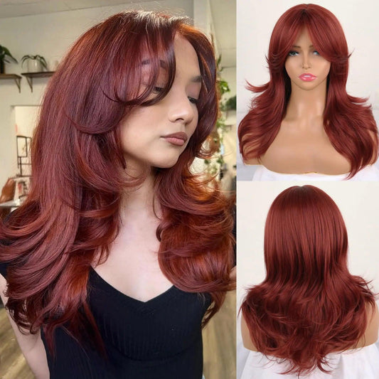 wine red wig - My Store
